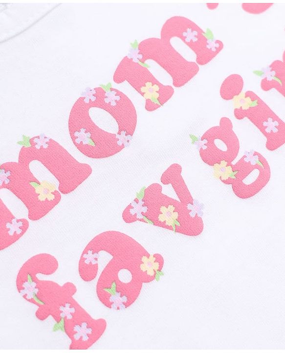 Babyhug 100% Cotton Single Jersey Knit Full Sleeves Top and Leggings with Full Length and Mom' Fav Girl Print & Bow Applique in White & Pink