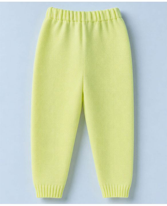 Babyhug Knit Full Sleeves Striped Sweater Set - Lime Green