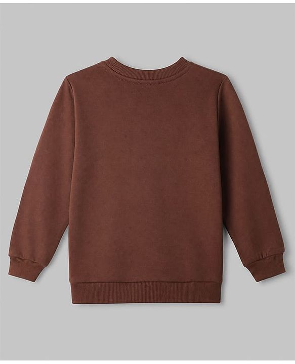Babyhug 100% Cotton Terry Knit Sweatshirts with Full Sleeves and Bear Print in Pack of 2 in Brown & Orange