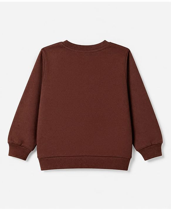 Babyhug 100% Cotton Terry Knit Sweatshirts with Full Sleeves and Bear Print in Pack of 2 in Brown & Orange