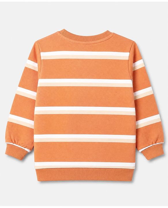 Babyhug 100% Cotton Terry Knit Sweatshirts with Full Sleeves and Bear Print in Pack of 2 in Brown & Orange