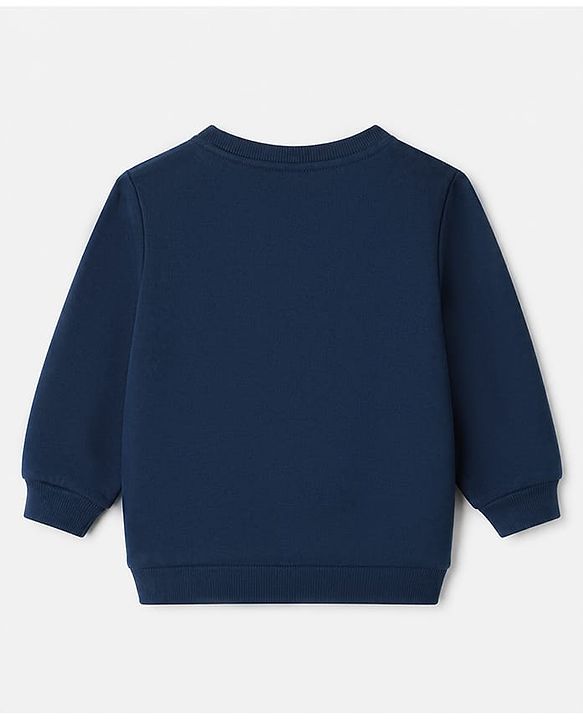 Babyhug 100% Cotton Terry Knit Full Sleeves Sweatshirt with Giraffe & Elephant Print in Blue