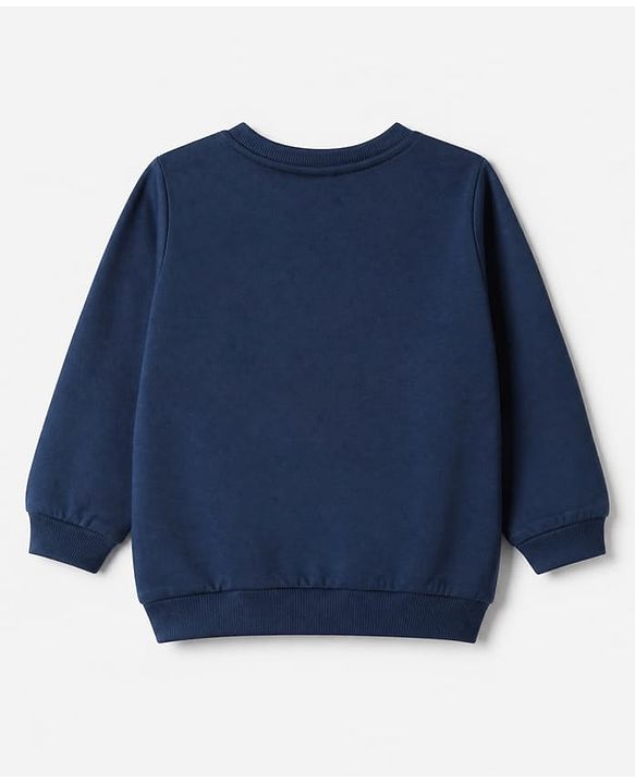 Babyhug 100% Cotton Terry Knit Full Sleeves Sweatshirt with Giraffe & Elephant Print in Blue
