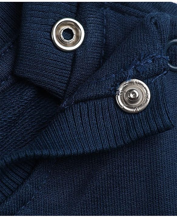 Babyhug 100% Cotton Terry Sweatshirt with Full Sleeves and Tiger Applique in Navy Blue for 6-9 Months