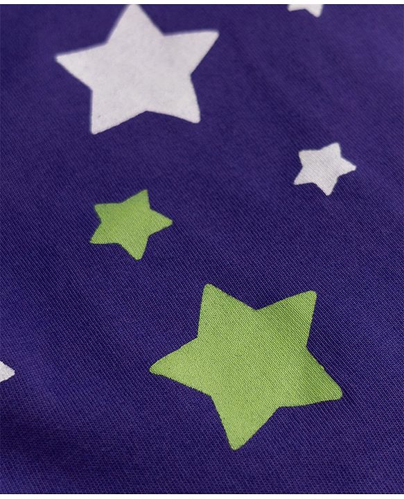 Babyhug 100% Cotton Knit Full Sleeves Co-Ords T-Shirt & Pyjama NIght Suit with Star Print - Purple