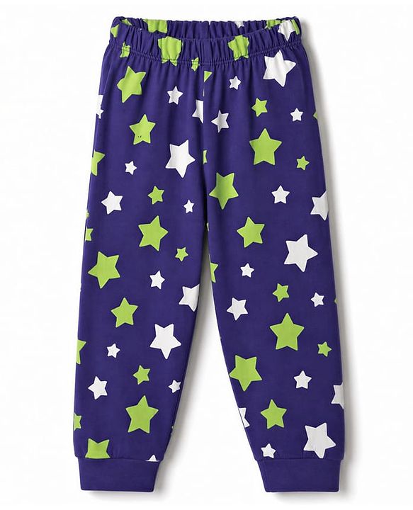 Babyhug 100% Cotton Knit Full Sleeves Co-Ords T-Shirt & Pyjama NIght Suit with Star Print - Purple
