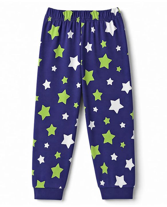 Babyhug 100% Cotton Knit Full Sleeves Co-Ords T-Shirt & Pyjama NIght Suit with Star Print - Purple