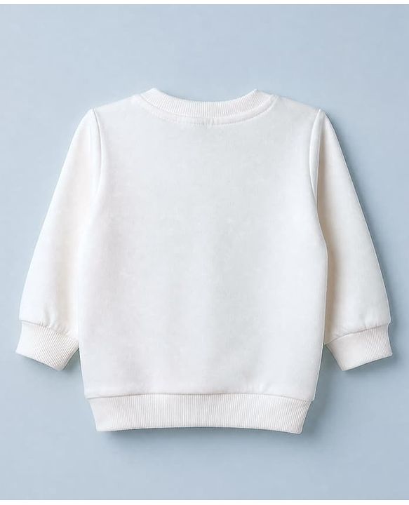 Babyhug 100% Cotton Terry Knit Sweatshirt with Full Sleeves and Tiger Applique in Offwhite