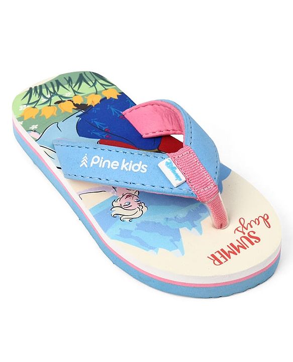 Pine Kids Disney Slip-On Closure Flip Flops With Frozen Print - Blue