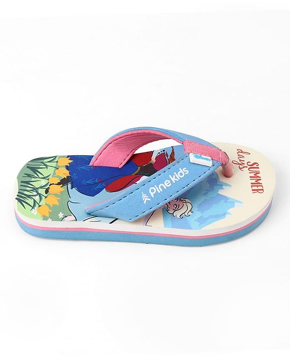 Pine Kids Disney Slip-On Closure Flip Flops With Frozen Print - Blue