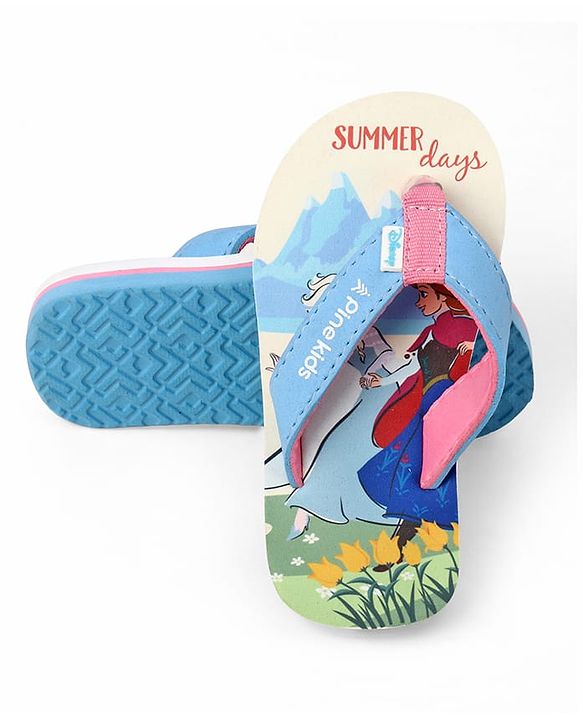 Pine Kids Disney Slip-On Closure Flip Flops With Frozen Print - Blue