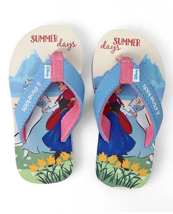 Pine Kids Disney Slip-On Closure Flip Flops With Frozen Print - Blue