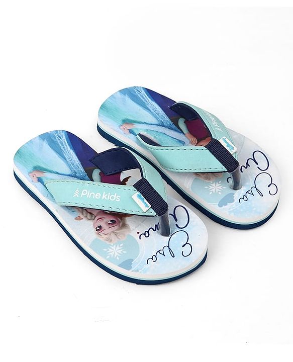 Pine Kids Disney Slip-On Closure Flip Flops With Frozen Print - Blue