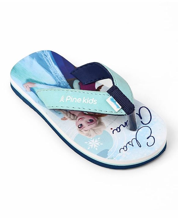 Pine Kids Disney Slip-On Closure Flip Flops With Frozen Print - Blue