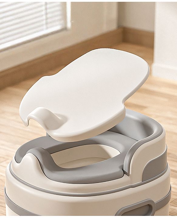 Babyhug 3-in-1 Baby Potty Chair for Toddlers | Potty Chair, Potty Seat & Step Stool| Removable Seat Insert| Side Handles| Raised Backrest| Splash Guard| Easy to Clean| Potty Training Essential - Grey