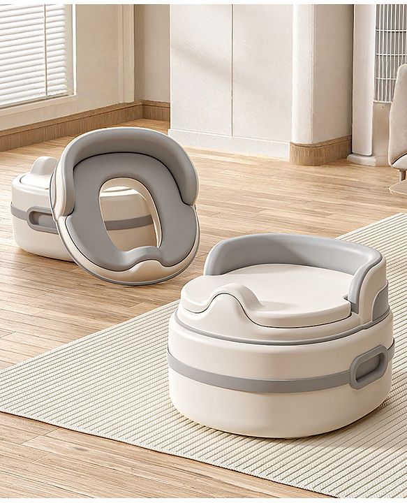 Babyhug 3-in-1 Baby Potty Chair for Toddlers | Potty Chair, Potty Seat & Step Stool| Removable Seat Insert| Side Handles| Raised Backrest| Splash Guard| Easy to Clean| Potty Training Essential - Grey