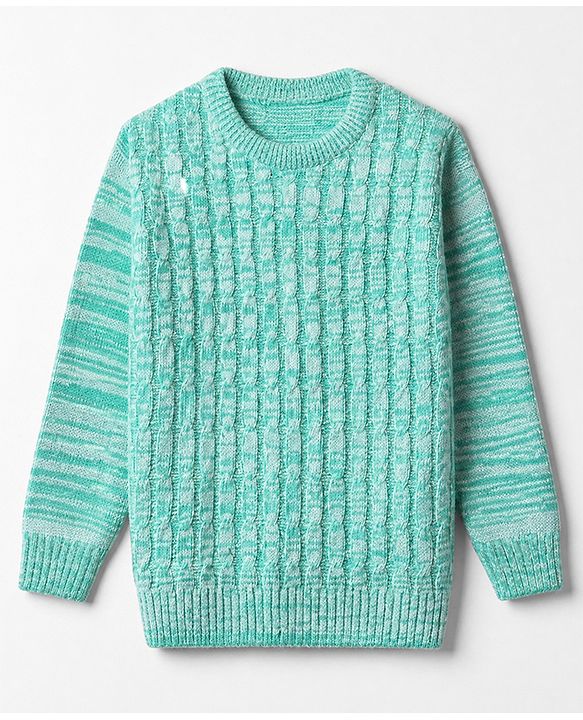 Babyhug Knit Full Sleeves Solid Sweater Set - Blue