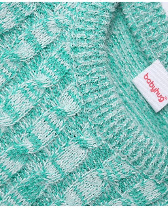 Babyhug Knit Full Sleeves Solid Sweater Set - Blue