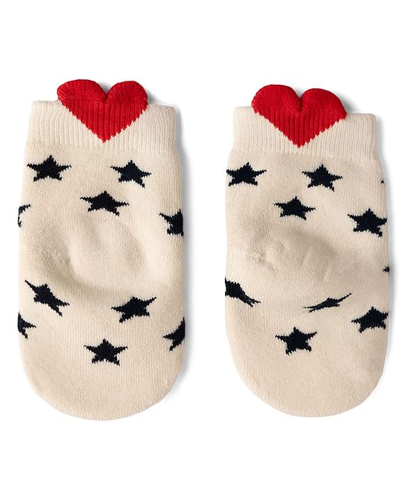 Cute Walk by Babyhug Cotton Knit Anti-bacterial Terry Ankle Length Striped Socks With Star Design Pack of 3 - Beige