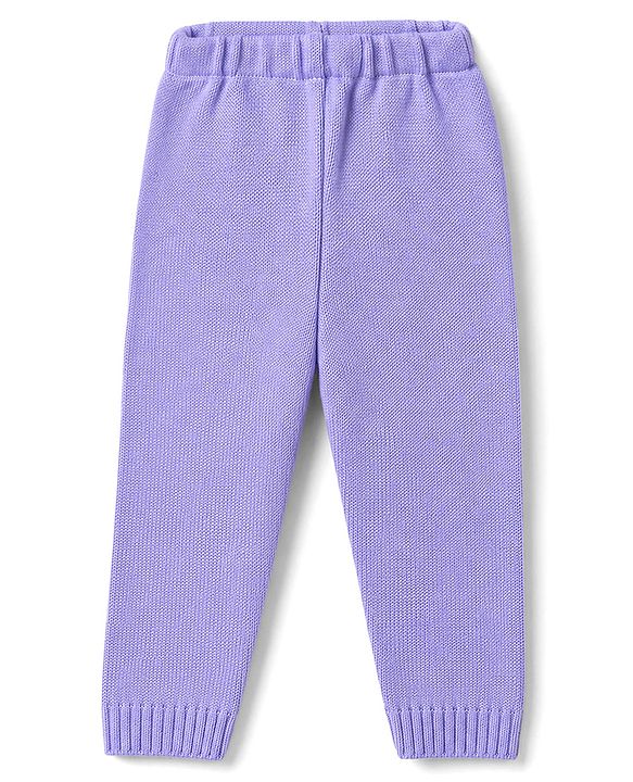 Babyhug Knit Striped Sweater Set - Lavender