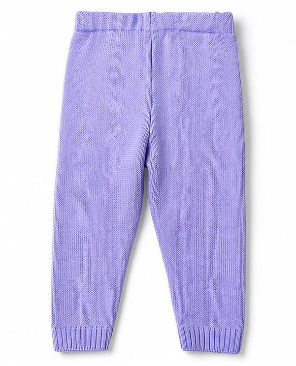Babyhug Knit Striped Sweater Set - Lavender