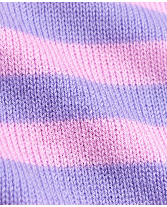 Babyhug Knit Striped Sweater Set - Lavender