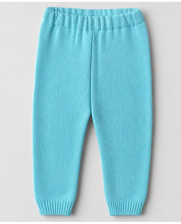 Babyhug Knit Full Sleeves Sweater Set With Striped Design - Blue