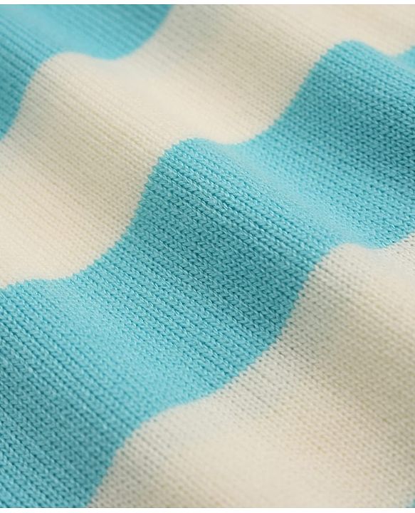 Babyhug Knit Full Sleeves Sweater Set With Striped Design - Blue