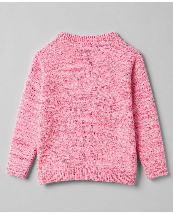Babyhug Knit Sweater Sets with Full Sleeves and Bow Applique in Coral for 12-18 Months