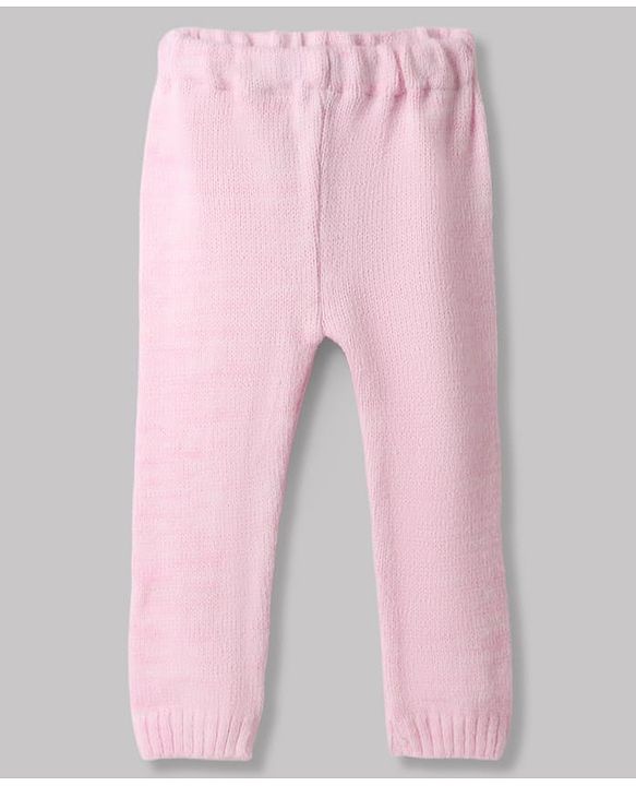 Babyhug Knit Full Sleeves Sweater Set with Stripe Design - Pink