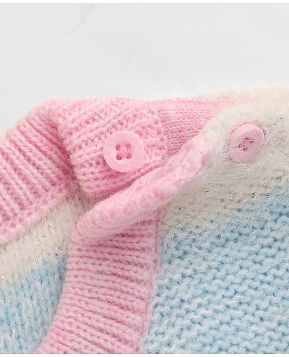 Babyhug Knit Full Sleeves Sweater Set with Stripe Design - Pink
