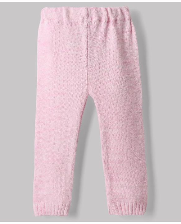 Babyhug Knit Full Sleeves Sweater Set with Stripe Design - Pink