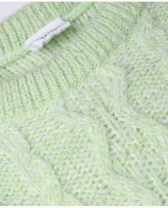 Babyhug Knit Full Sleeves Sweater Set with Cable Knit Design - Light Green