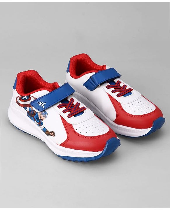 Pine Kids Marvel Velcro Closure Sneaker Shoes With Superman Graphic - White & Red