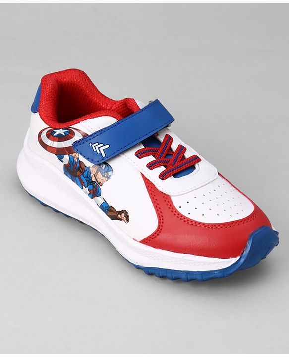 Pine Kids Marvel Velcro Closure Sneaker Shoes With Superman Graphic - White & Red