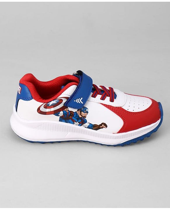 Pine Kids Marvel Velcro Closure Sneaker Shoes With Superman Graphic - White & Red