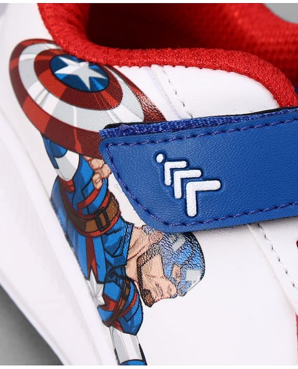 Pine Kids Marvel Velcro Closure Sneaker Shoes With Superman Graphic - White & Red