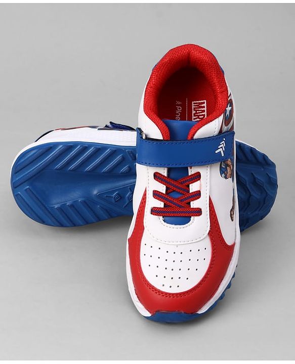 Pine Kids Marvel Velcro Closure Sneaker Shoes With Superman Graphic - White & Red