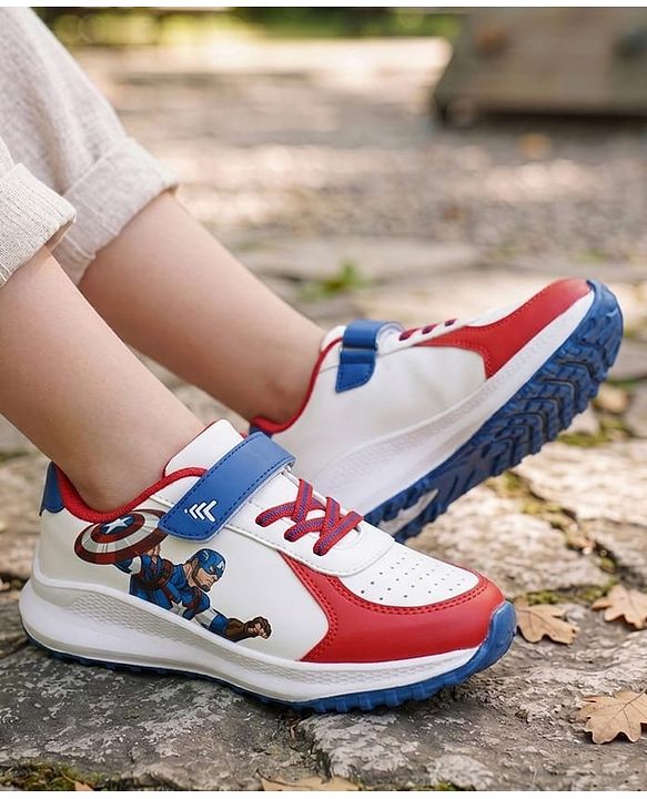 Pine Kids Marvel Velcro Closure Sneaker Shoes With Superman Graphic - White & Red