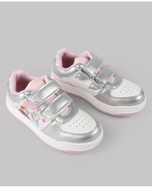 Pine Kids Disney Velcro Closure Casual Shoes With Disney Frozen Princesses Graphic - Silver