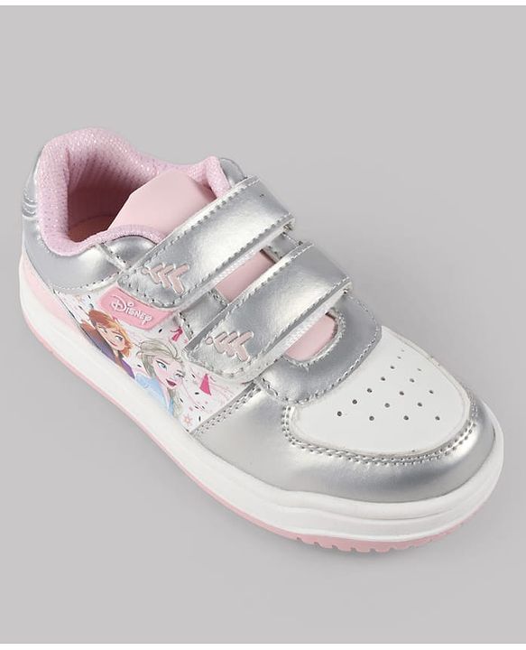 Pine Kids Disney Velcro Closure Casual Shoes With Disney Frozen Princesses Graphic - Silver