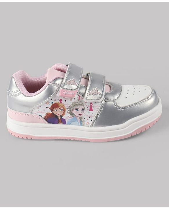Pine Kids Disney Velcro Closure Casual Shoes With Disney Frozen Princesses Graphic - Silver