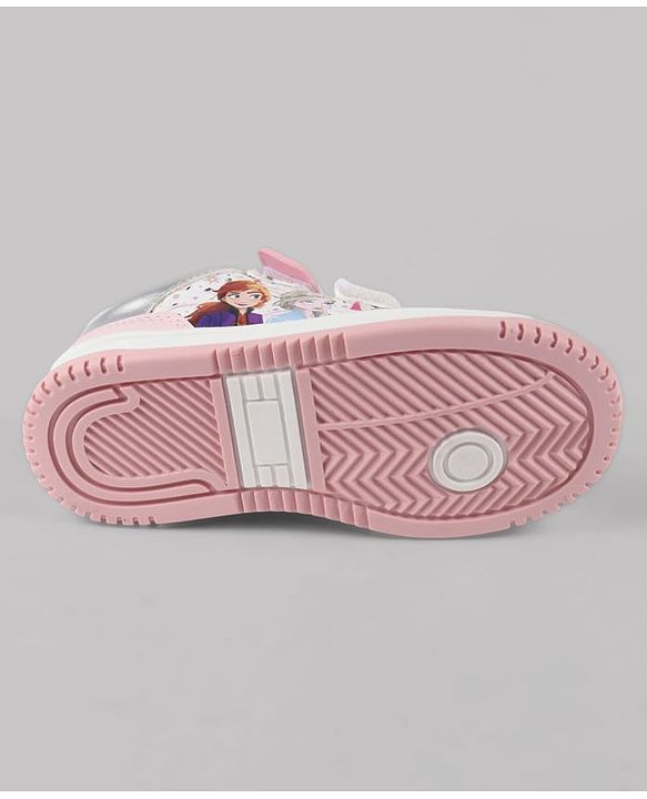 Pine Kids Disney Velcro Closure Casual Shoes With Disney Frozen Princesses Graphic - Silver