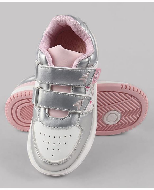 Pine Kids Disney Velcro Closure Casual Shoes With Disney Frozen Princesses Graphic - Silver