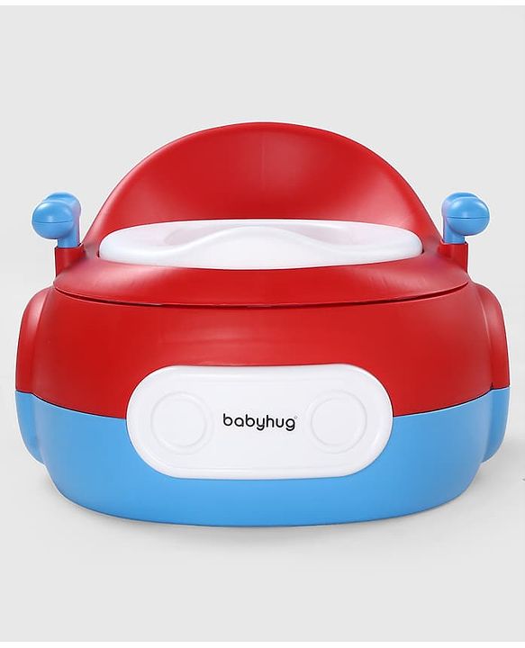 Babyhug 3-in-1 Potty Chair and Toilet Training Seat - Blue & Red| Step Stool| Toilet Seat| Removable Potty Pot| Anti-Slip Pads| Supportive Handles| Splash Guard| Suitable for 1-5 Years Boys & Girls