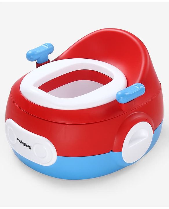 Babyhug 3-in-1 Potty Chair and Toilet Training Seat - Blue & Red| Step Stool| Toilet Seat| Removable Potty Pot| Anti-Slip Pads| Supportive Handles| Splash Guard| Suitable for 1-5 Years Boys & Girls