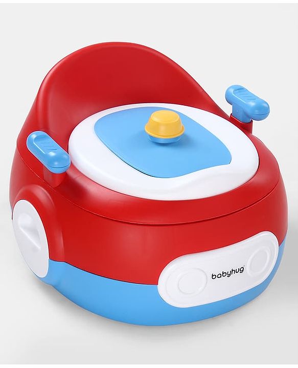Babyhug 3-in-1 Potty Chair and Toilet Training Seat - Blue & Red| Step Stool| Toilet Seat| Removable Potty Pot| Anti-Slip Pads| Supportive Handles| Splash Guard| Suitable for 1-5 Years Boys & Girls
