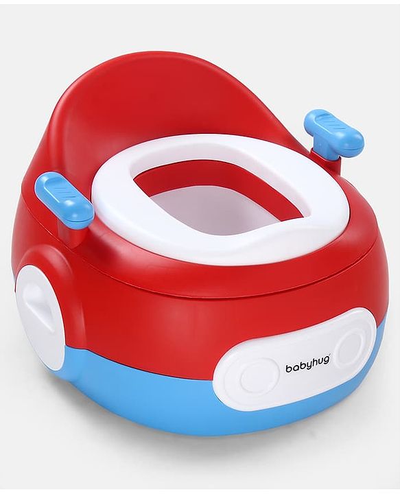 Babyhug 3-in-1 Potty Chair and Toilet Training Seat - Blue & Red| Step Stool| Toilet Seat| Removable Potty Pot| Anti-Slip Pads| Supportive Handles| Splash Guard| Suitable for 1-5 Years Boys & Girls
