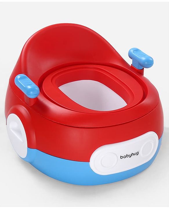 Babyhug 3-in-1 Potty Chair and Toilet Training Seat - Blue & Red| Step Stool| Toilet Seat| Removable Potty Pot| Anti-Slip Pads| Supportive Handles| Splash Guard| Suitable for 1-5 Years Boys & Girls