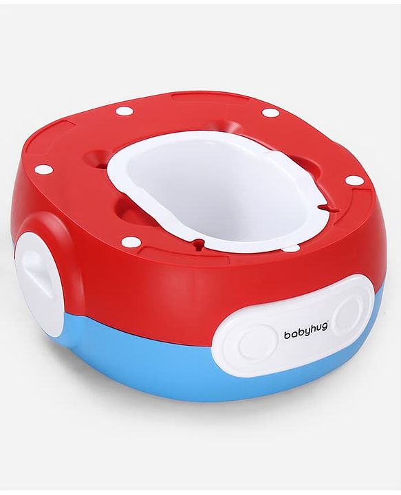 Babyhug 3-in-1 Potty Chair and Toilet Training Seat - Blue & Red| Step Stool| Toilet Seat| Removable Potty Pot| Anti-Slip Pads| Supportive Handles| Splash Guard| Suitable for 1-5 Years Boys & Girls